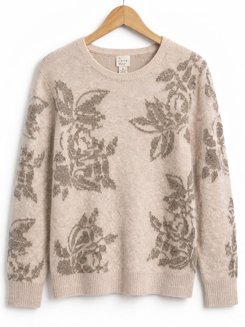 a new day Pink and Gray Floral Sweater XL